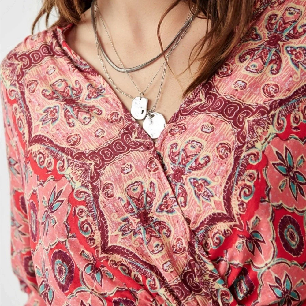 Free People Pink Floral Blouse